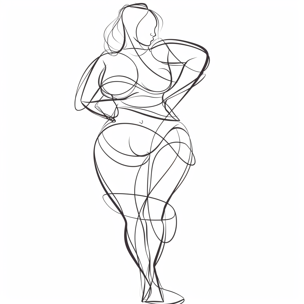 Line drawing of a plus sized woman
